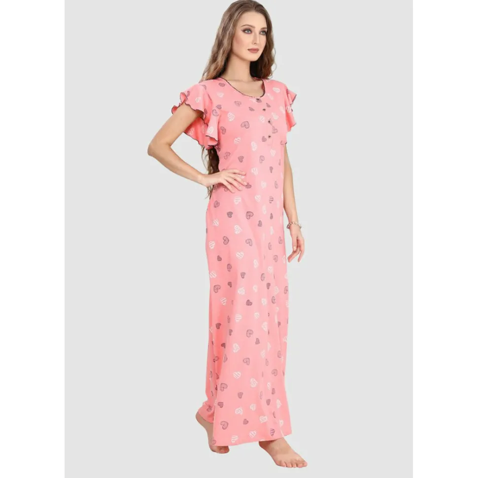 Buy 100% Rayon Button Up Neckline Long Nighty