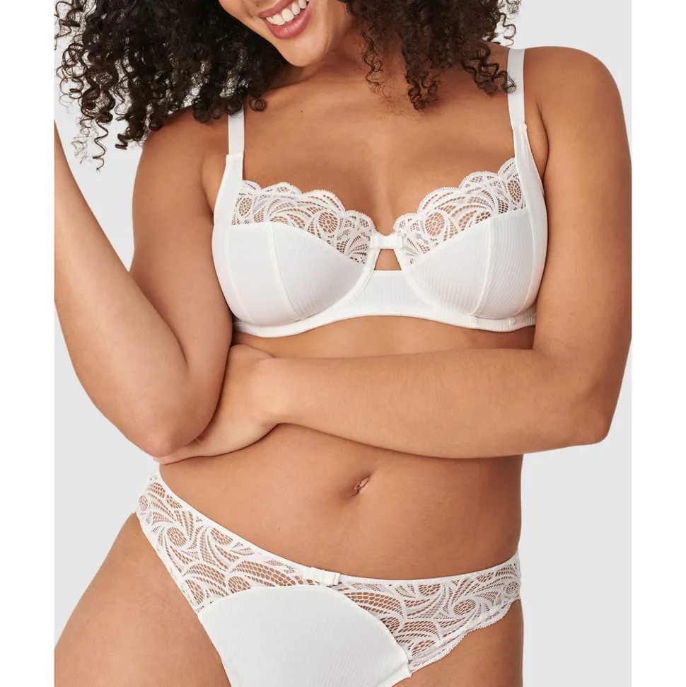 Buy Ariane Essential Ribbed Microfibre Bikini Brief With Lace-Ivory