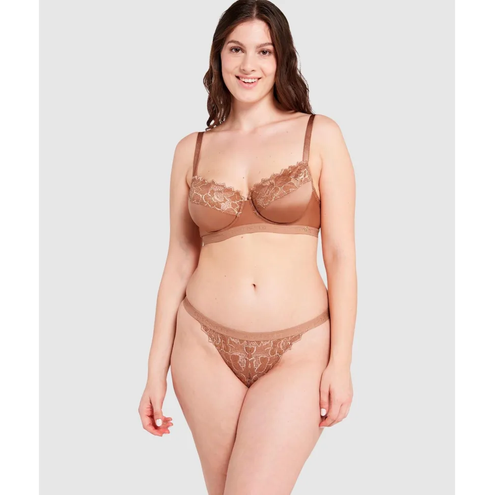 Buy Arum Gloss Tanga Side Lace Hipster Brief-Mocha Mousse