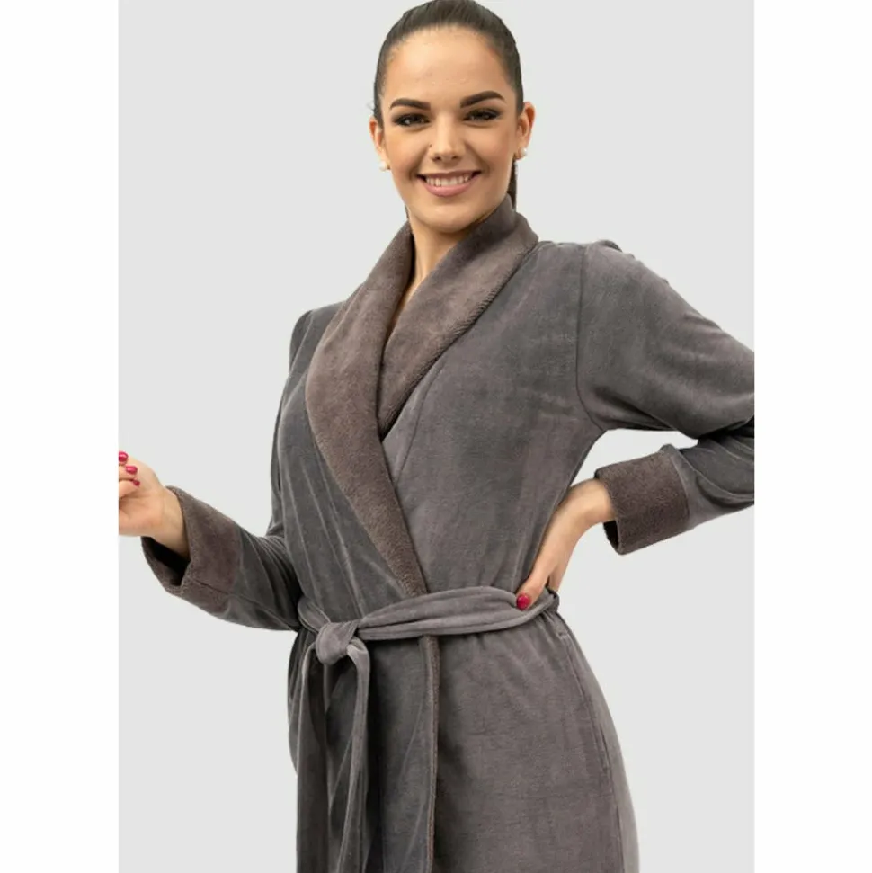 Buy Aspen Shawl Collar Long Bamboo Velour Robe with Belt