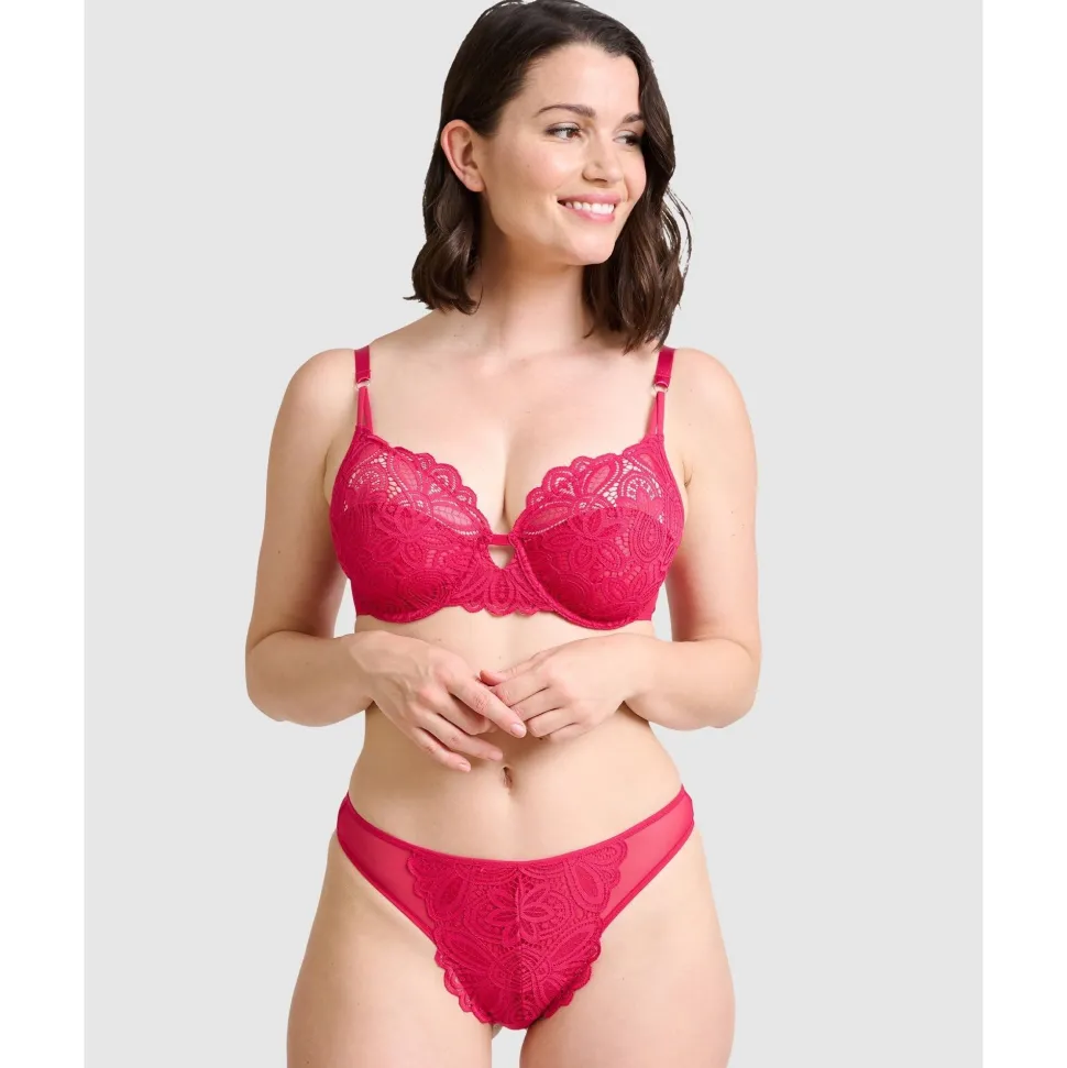 Buy Attirance Low Rise Mesh & Lace Thong-Jester Red