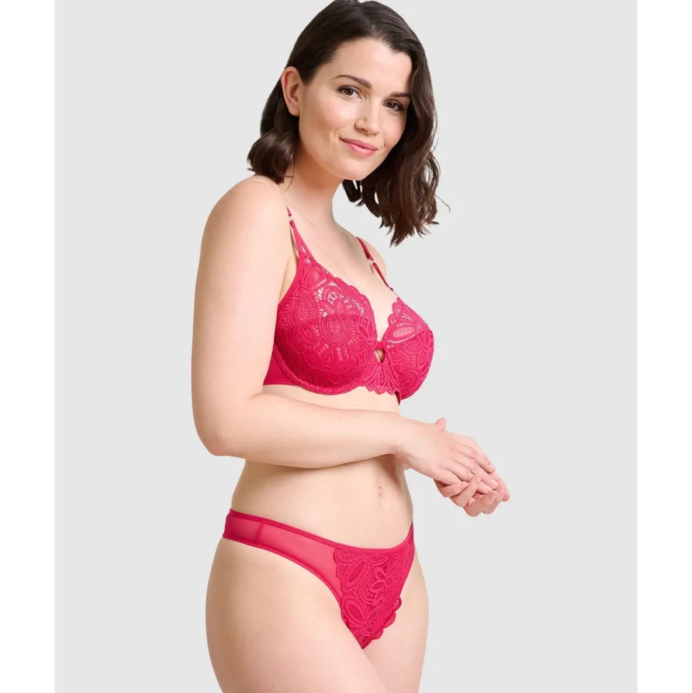Buy Attirance Low Rise Mesh & Lace Thong-Jester Red