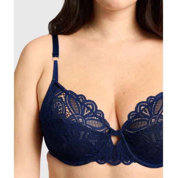 Buy Attirance Wired Half Cup Lace Bra-Marine Blue