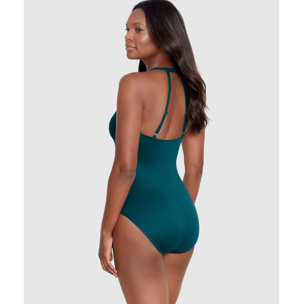 Buy Bling Plunge Neck One Piece Shaping Swimsuit