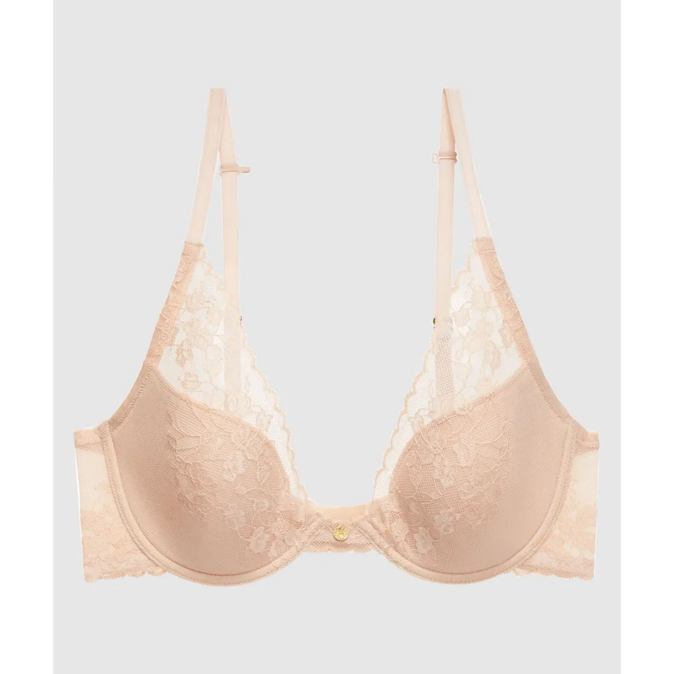 Buy Cherry Blossom Convertible-to-Racerback Lace Plunge Bra Cameo Rose