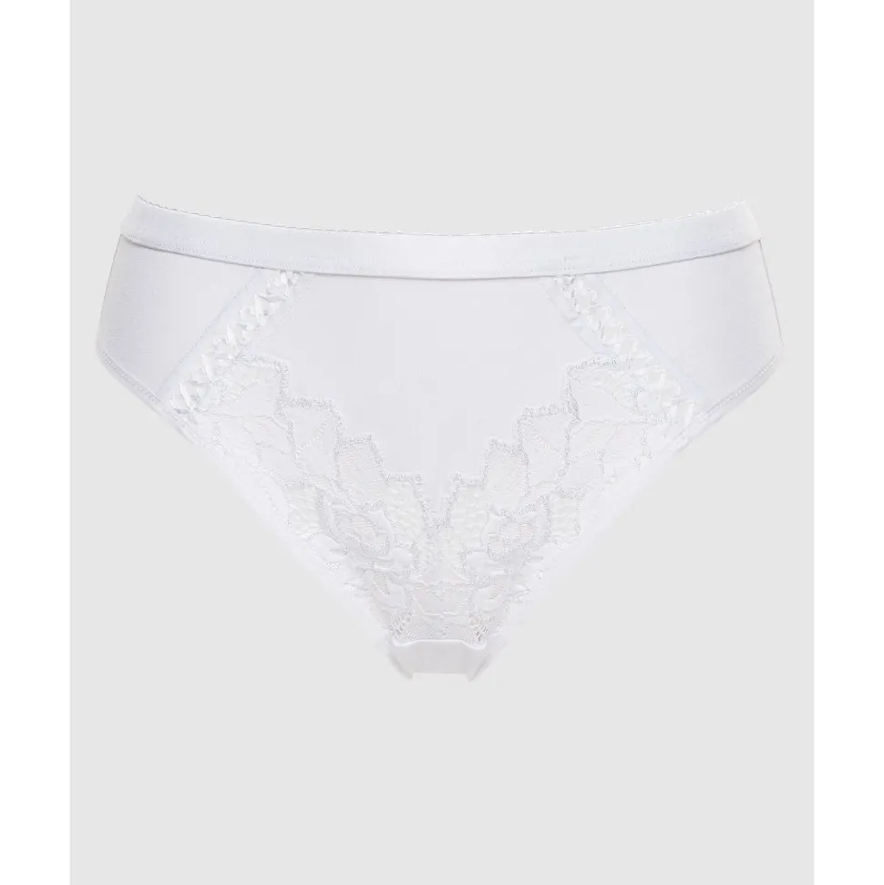 Buy Coton D'Arum Organic Cotton Brief with Lace-White