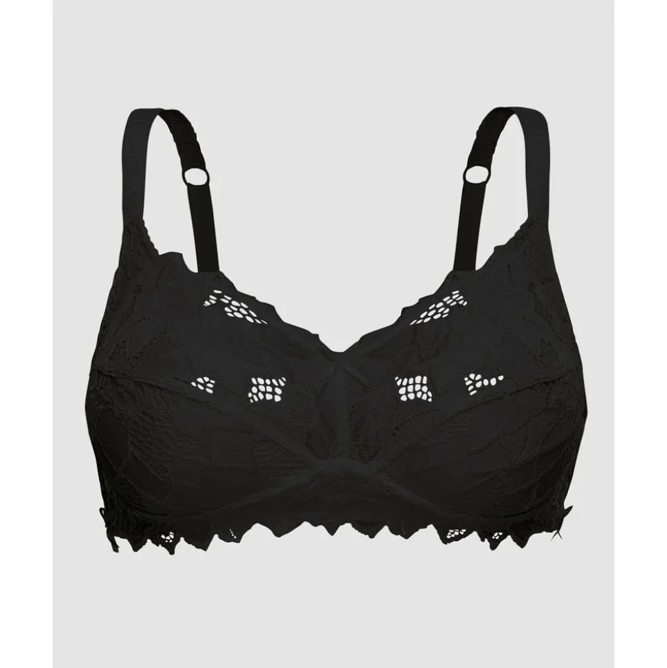 Buy Coton d'Arum Organic Cotton Wirefree Lacy Bra-Black