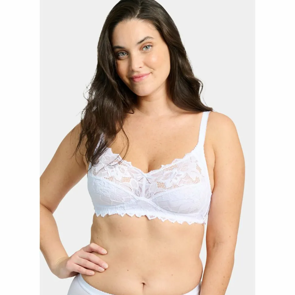 Buy Coton d'Arum Organic Cotton Wirefree Lacy Bra-White