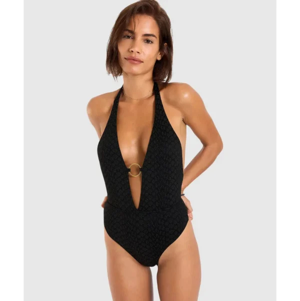 Buy Encanto Caititu Plunge Neck Backless Halter One-Piece Swimsuit