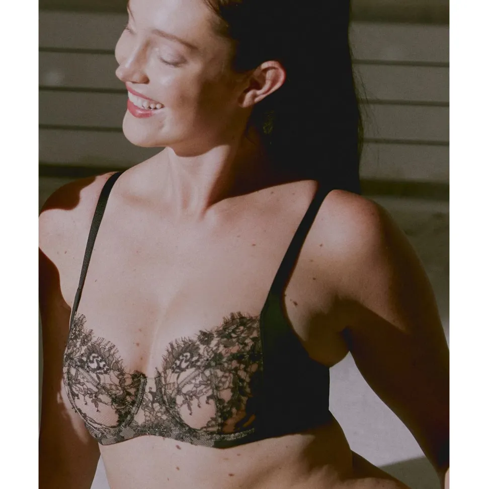 Buy Entice Fuller Bust Sheer Lace Bra with Side Support Black/Nylon