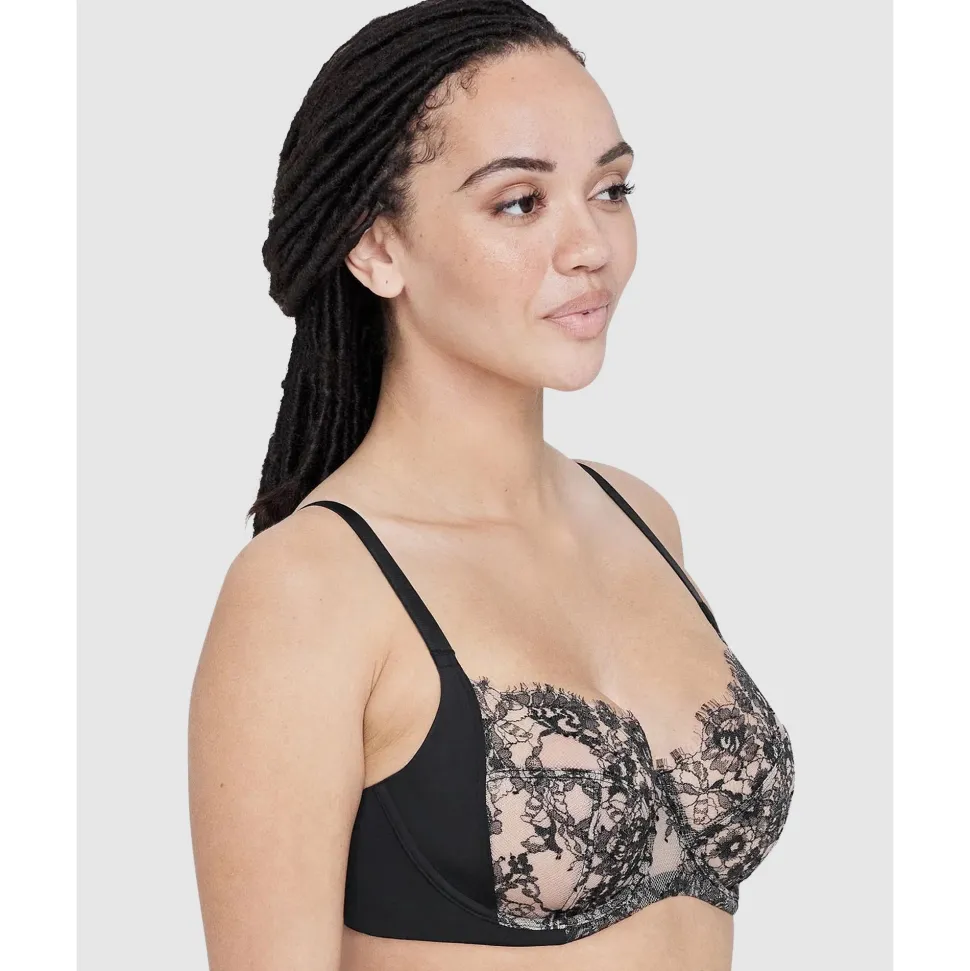 Buy Entice Fuller Bust Sheer Lace Bra with Side Support Black/Nylon