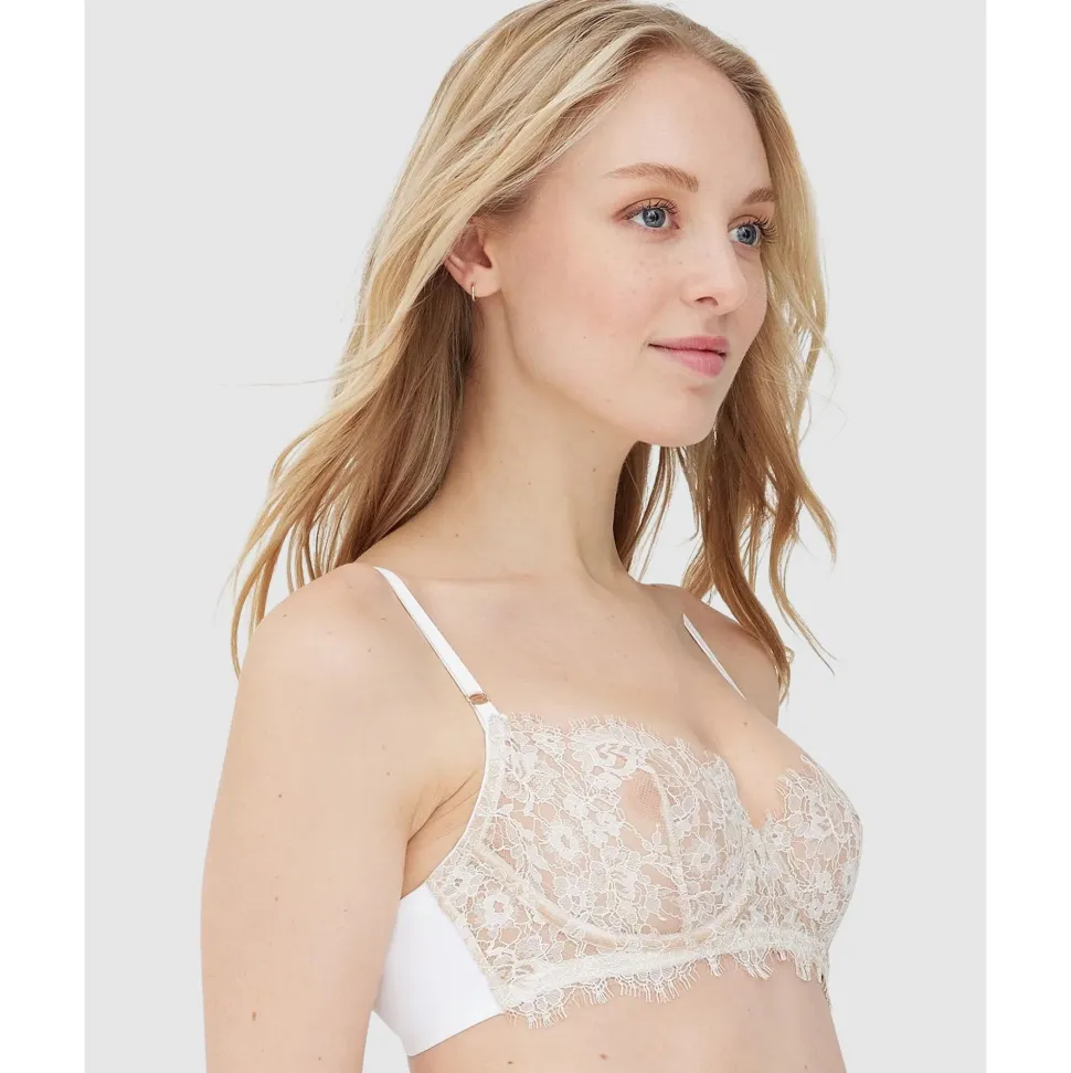 Buy Entice Wired Sheer Lace Balconette Bra White/Nylon