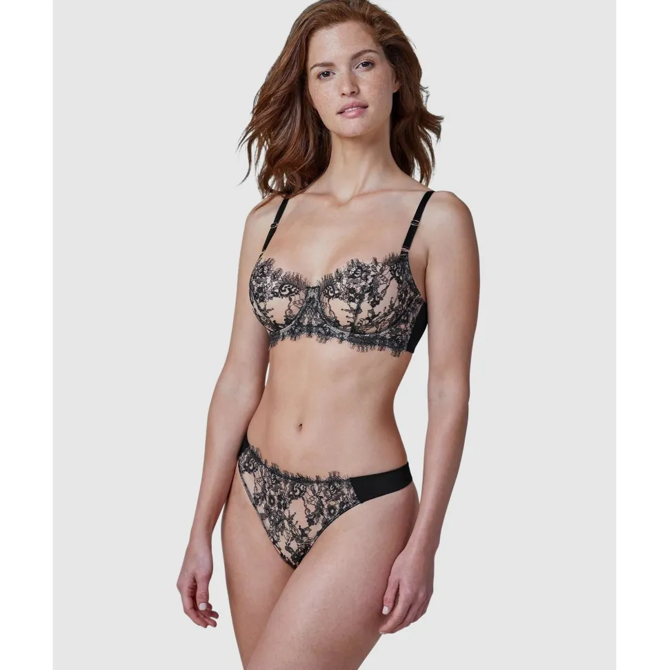 Buy Entice Wired Sheer Lace Balconette Bra Black/Nylon