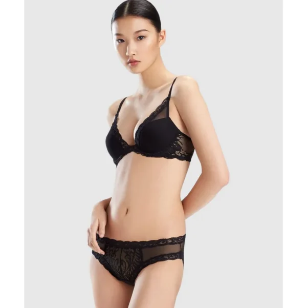 Buy Feathers Lightly Padded Wired Plunge Bra Black