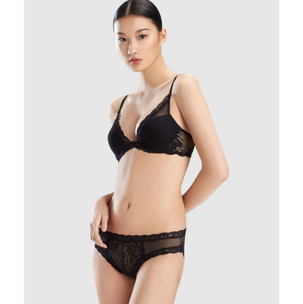 Buy Feathers Low Rise Lace Hipster Brief Black