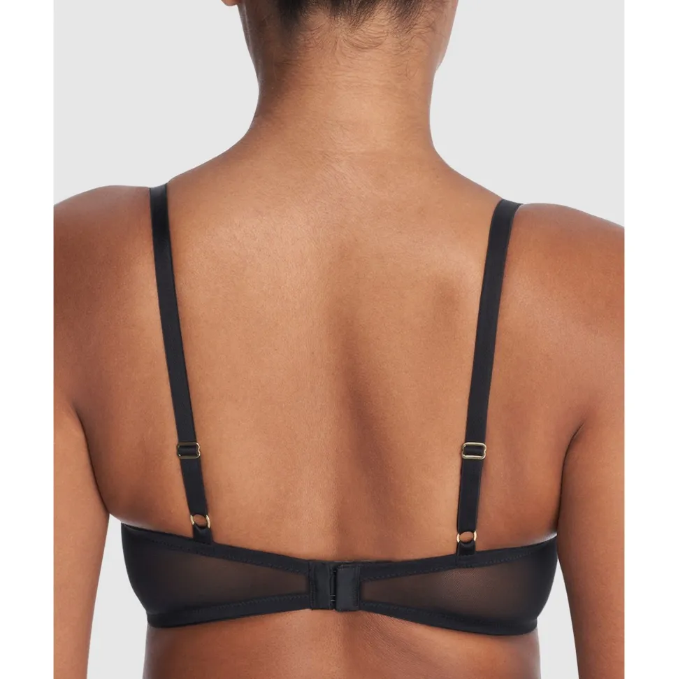 Buy Flora Contour Wired Padded Demi Cup Lace Bra Black/It Mocha