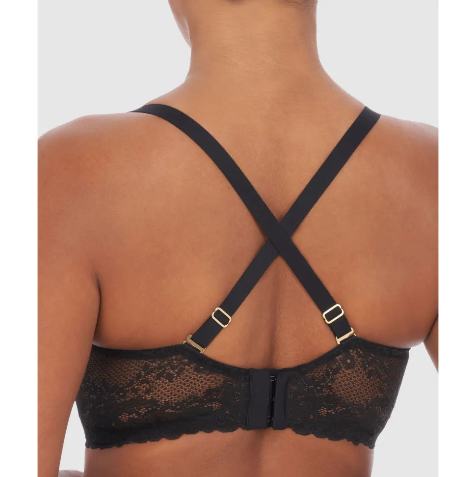 Buy Heavenly Wired Convertible Sheer Lace Balconette Bra Black