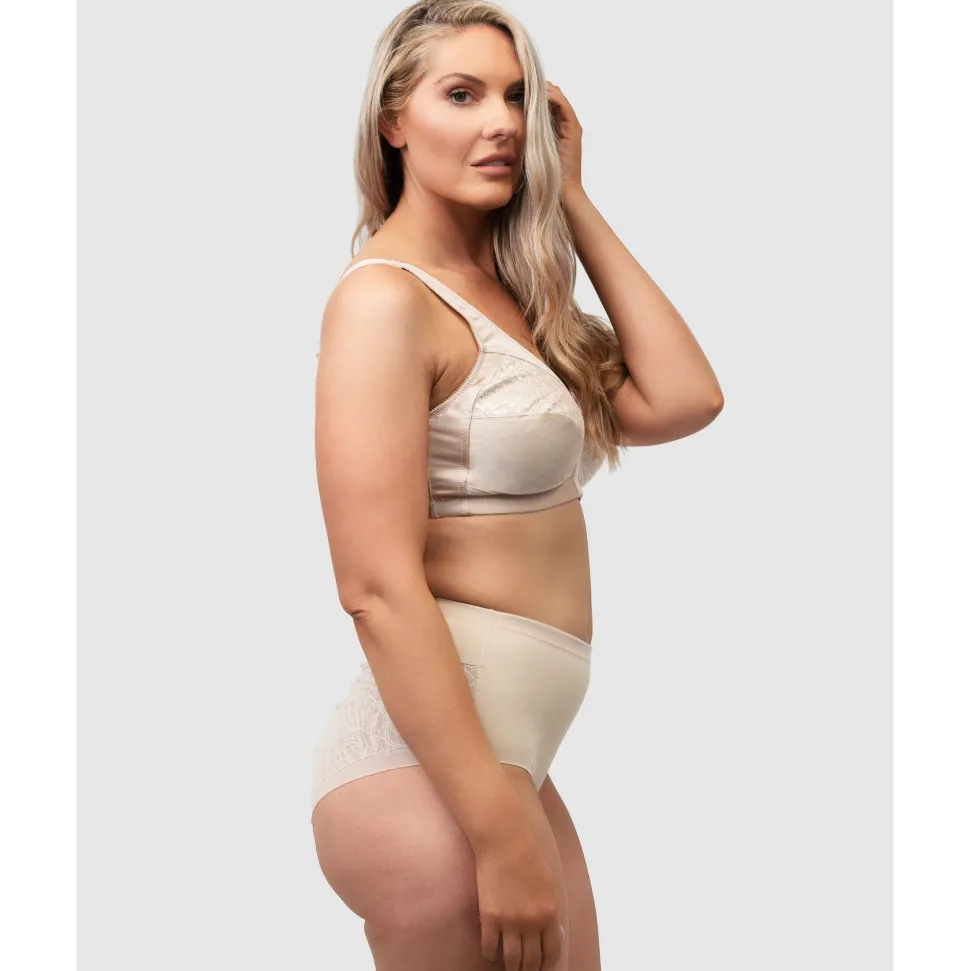Buy High Waist Shapewear Brief With Lace-Light Beige