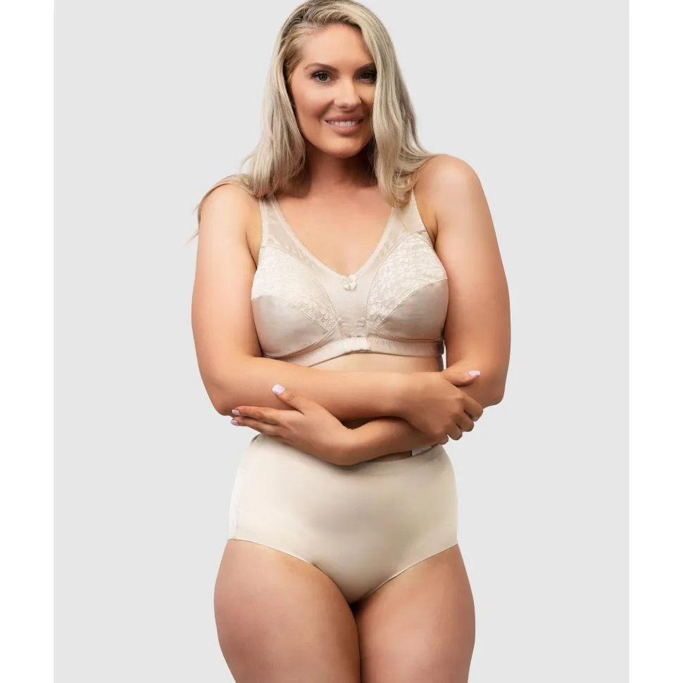 Buy High Waist Shapewear Brief With Lace-Light Beige