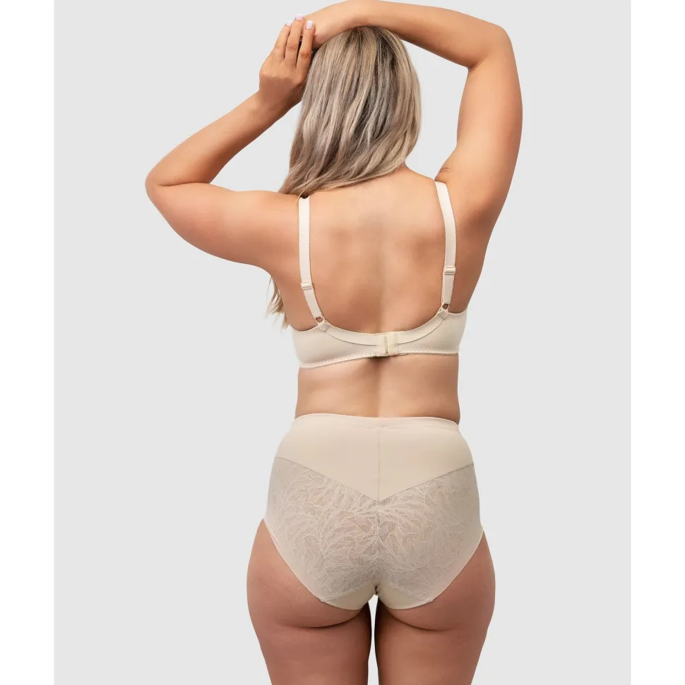 Buy High Waist Shapewear Brief With Lace-Light Beige