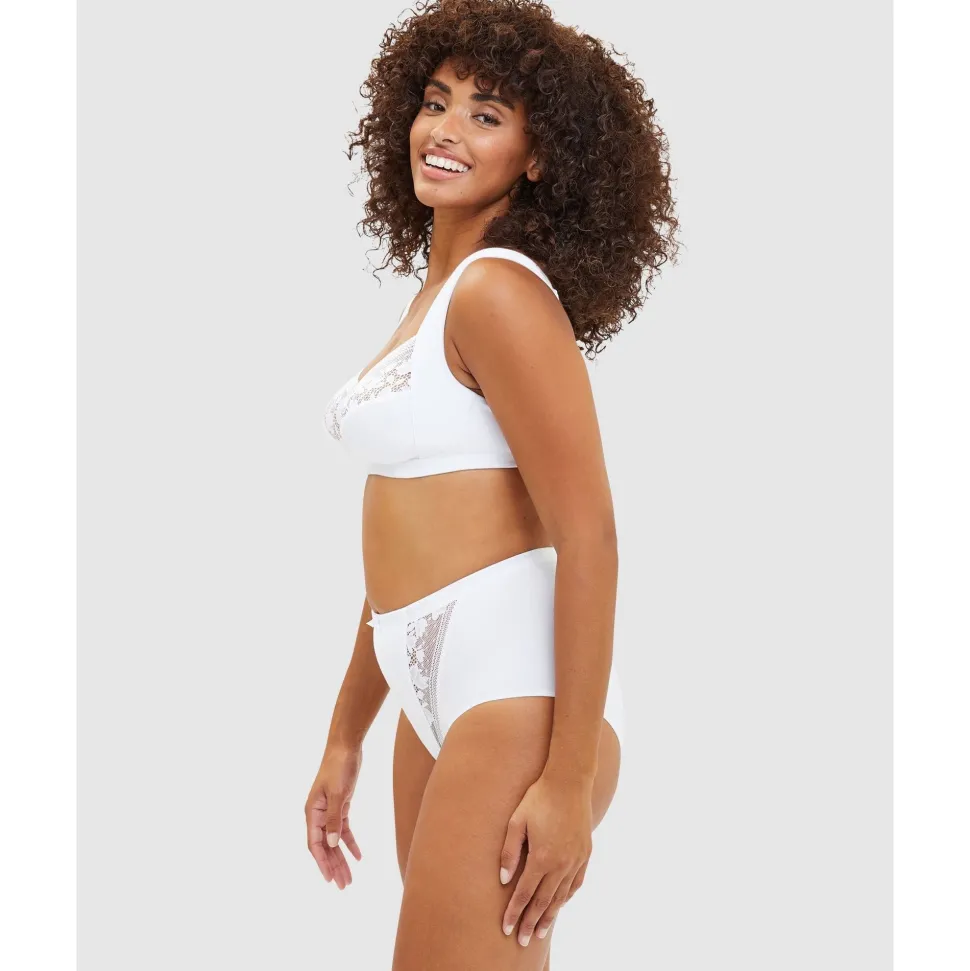 Buy Jeanne Wirefree Wide Strap Organic Cotton Bra with Lace