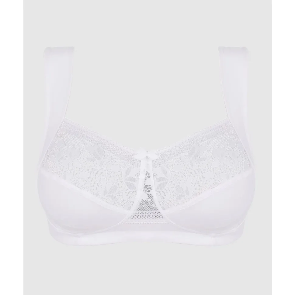 Buy Jeanne Wirefree Wide Strap Organic Cotton Bra with Lace