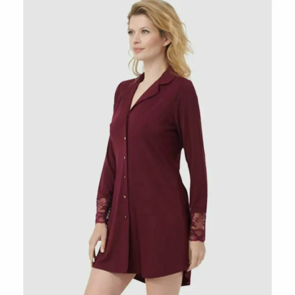 Buy Lace Back Long Sleeve Sleepshirt