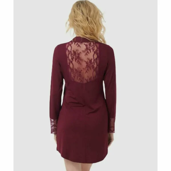 Buy Lace Back Long Sleeve Sleepshirt