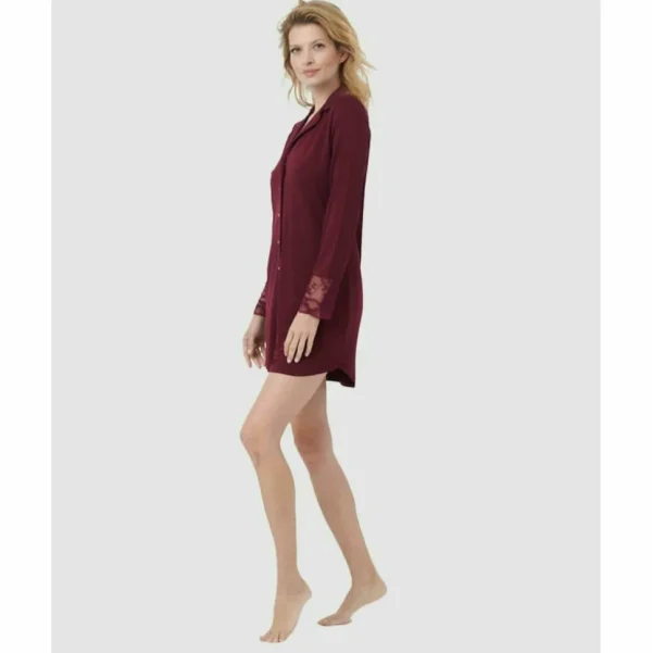 Buy Lace Back Long Sleeve Sleepshirt