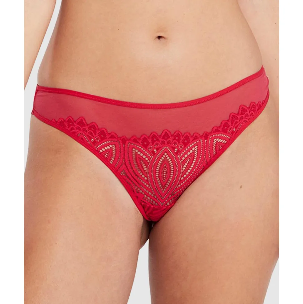 Buy Lisa High Cut Brazilian Lace Brief-Crimson