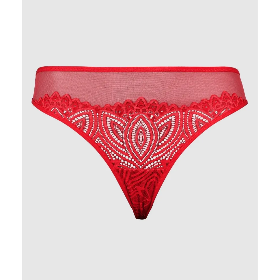 Buy Lisa High Cut Brazilian Lace Brief-Crimson
