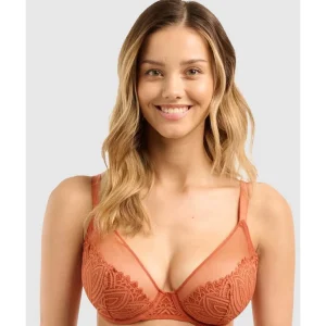 Buy Lisa Unlined Full Cup Underwire Lace Bra-Cinnamon