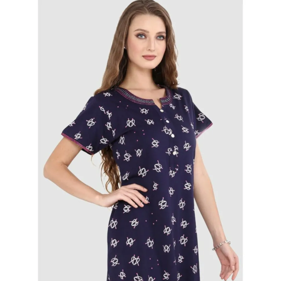 Buy Long Heart Print Pure Cotton Nighty