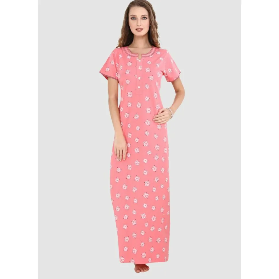 Buy Long Heart Print Pure Cotton Nighty