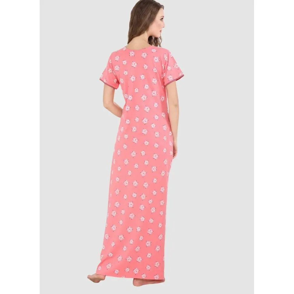 Buy Long Heart Print Pure Cotton Nighty