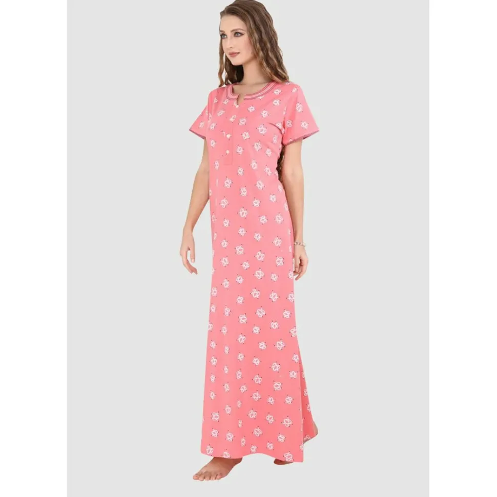 Buy Long Heart Print Pure Cotton Nighty