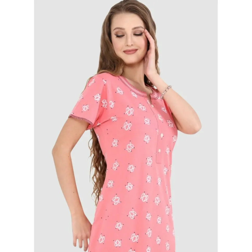 Buy Long Heart Print Pure Cotton Nighty