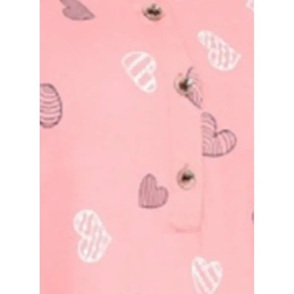 Buy Long Ruffle Sleeve Heart Print Pure Cotton Nighty-Peach