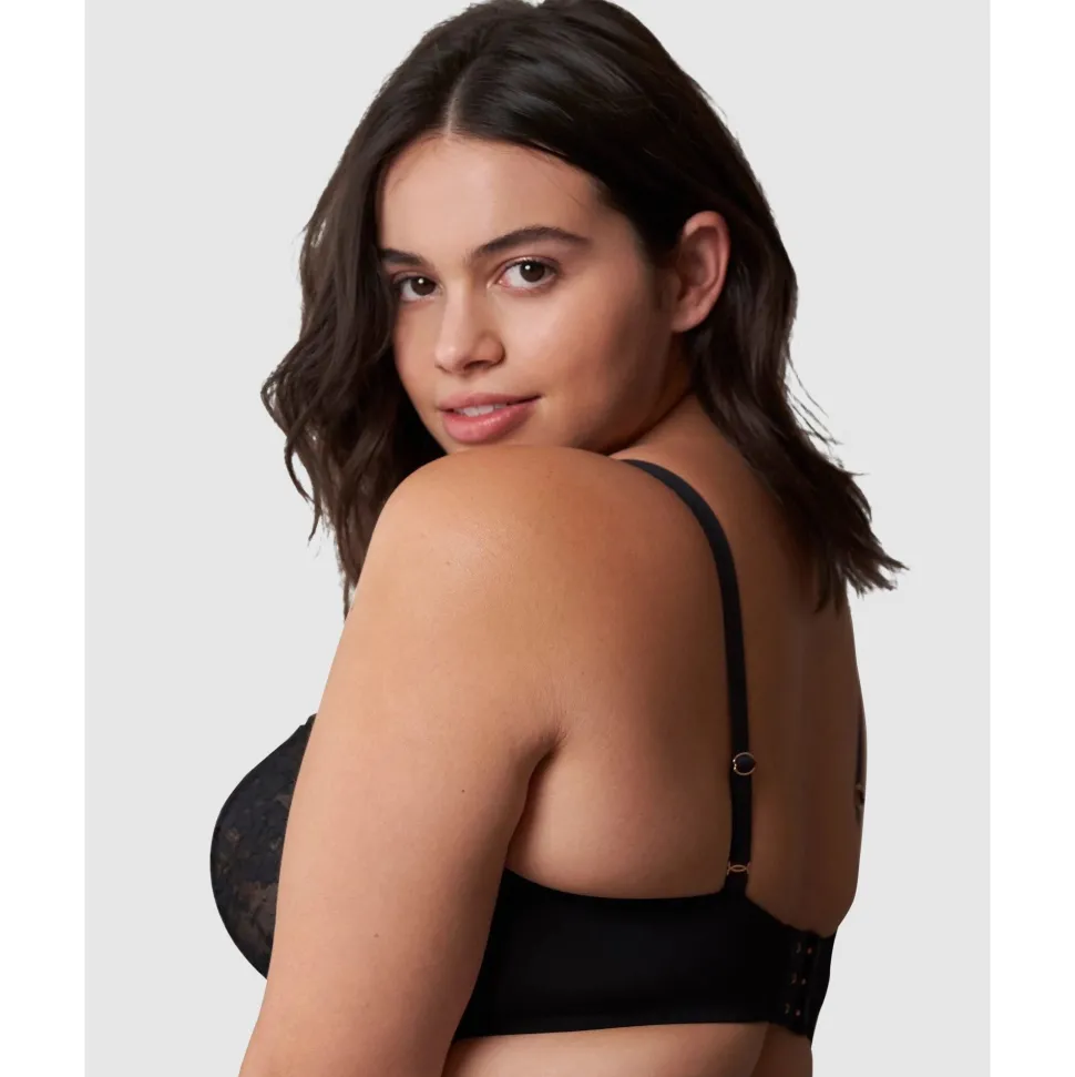 Buy Minx Wired Lace Balconette Bra Black