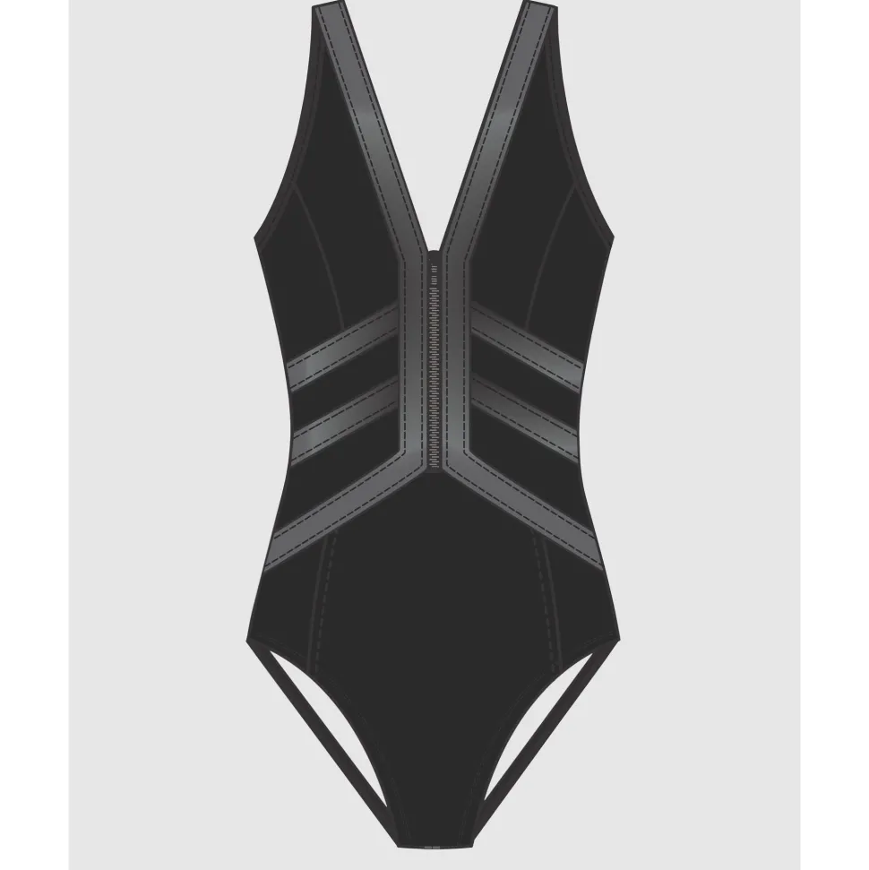 Buy Moto Chic Sean Racerback Zip Front Shaping Swimsuit