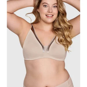 Buy Moulded Soft Cup Wirefree Bra With Satin Trim-Light Beige