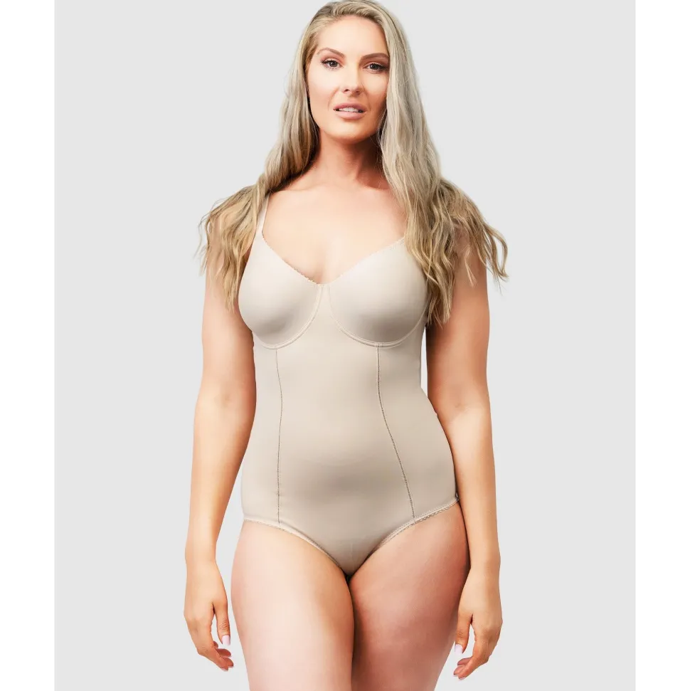 Buy Moulded Underwire Cup Shaping Bodysuit-Light Beige