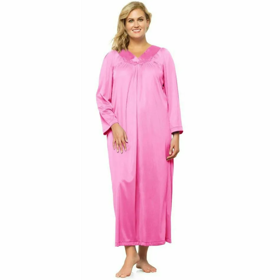 Buy Plus Size Long-Sleeve Nylon Nightgown