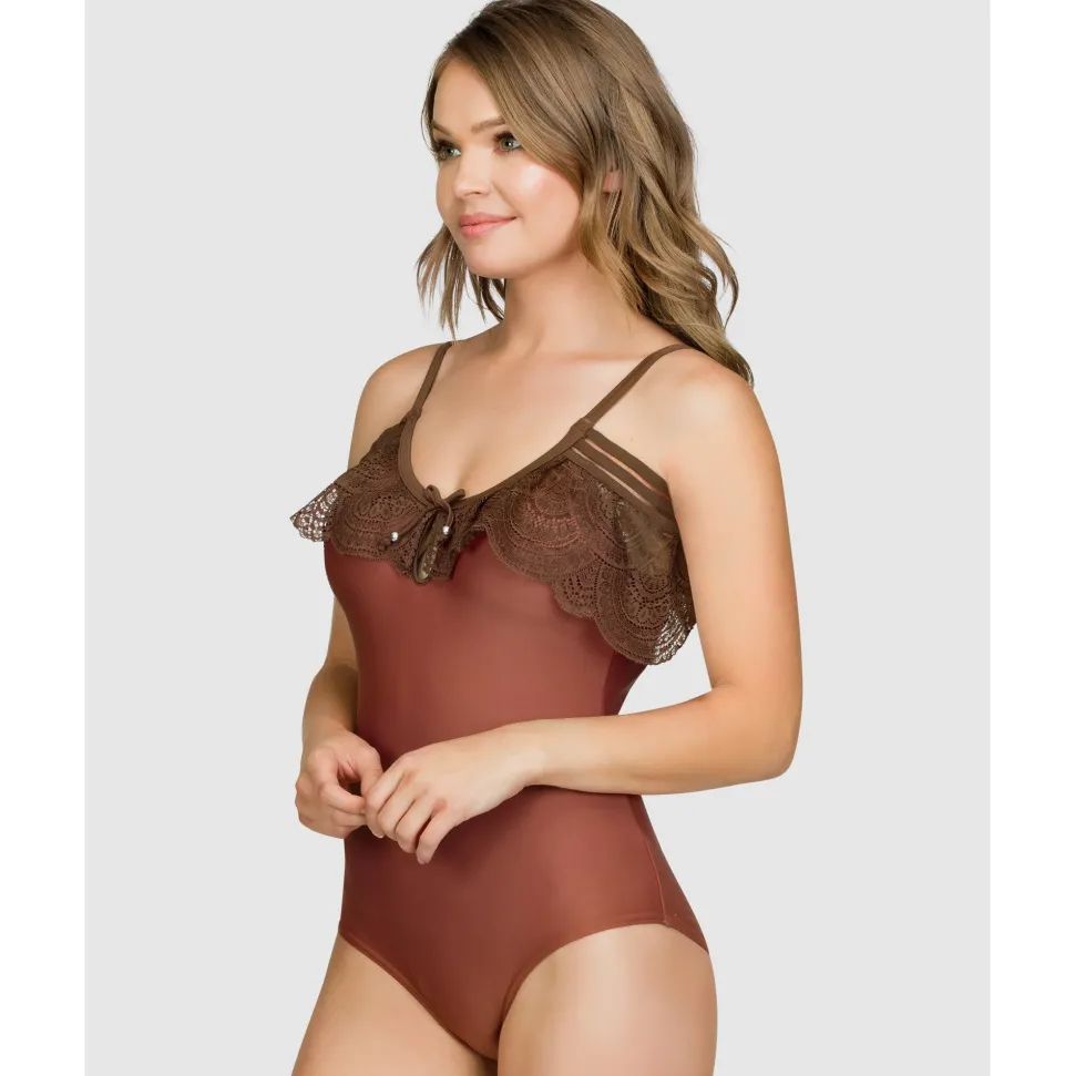 Buy Pure Underwired One Piece Swimsuit with Lace Ruffle