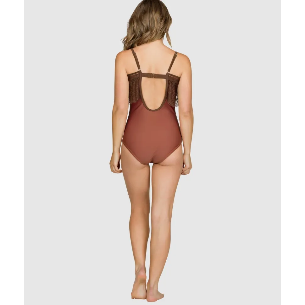 Buy Pure Underwired One Piece Swimsuit with Lace Ruffle