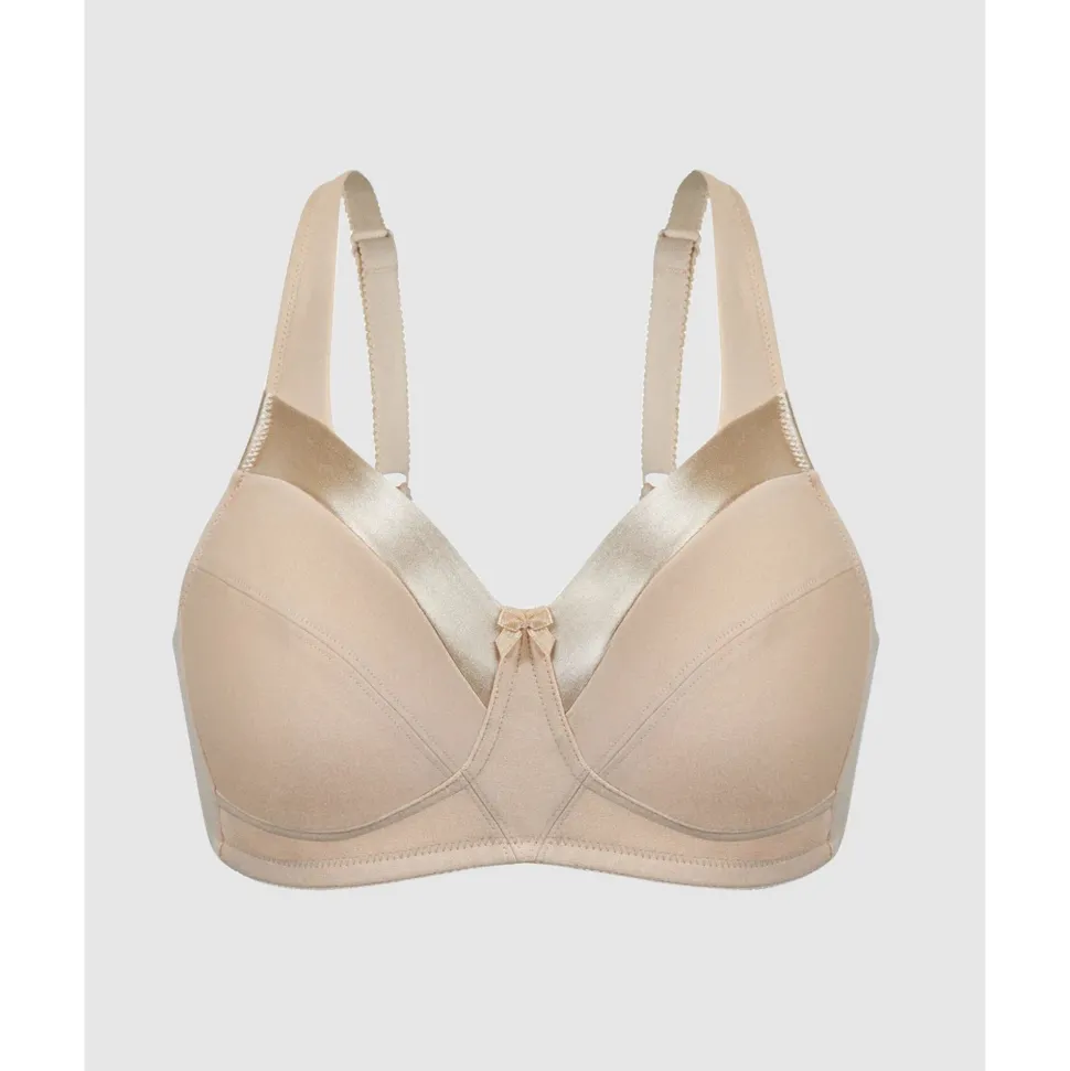 Buy Satin Trim Wirefree Unlined Cotton Bra