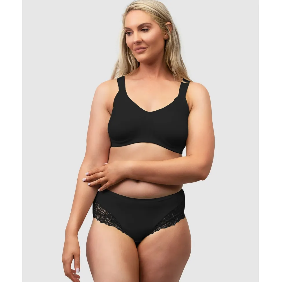 Buy Side Smoothing Organic Cotton Wirefree Minimiser Bra-Black