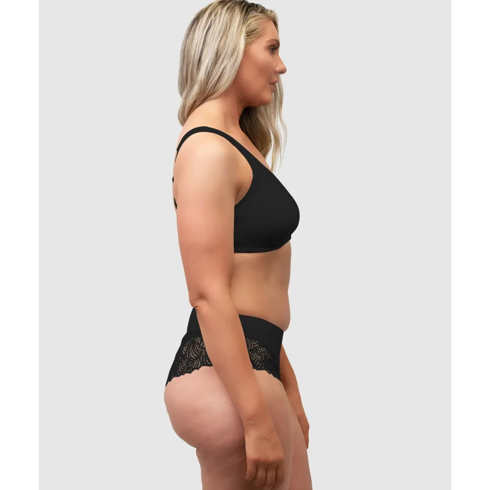 Buy Side Smoothing Organic Cotton Wirefree Minimiser Bra-Black