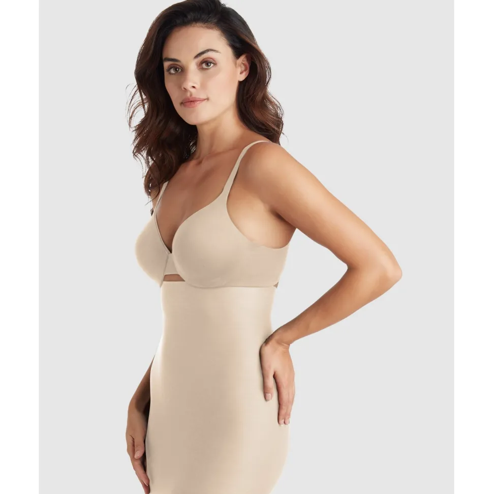 Buy Sleek Essentials High Waist Shaper Slip Skirt-Warm Beige