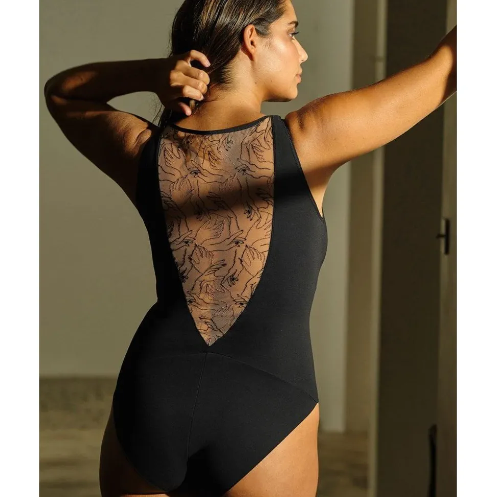 Buy Tamara Embroidered Back Sleeveless Lingerie Bodysuit